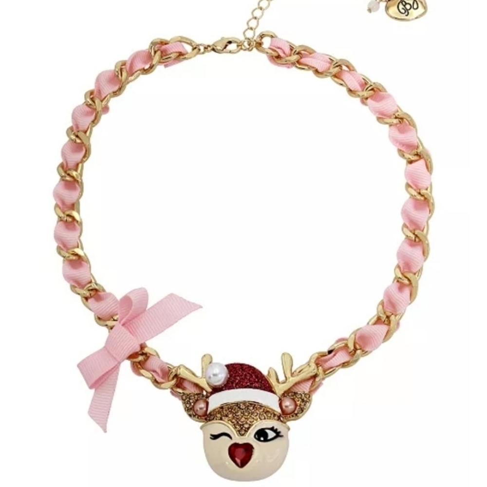 ❤️▪️Betsey Johnson ▪️jingle Bell Bling Christmas Reindeer Necklace